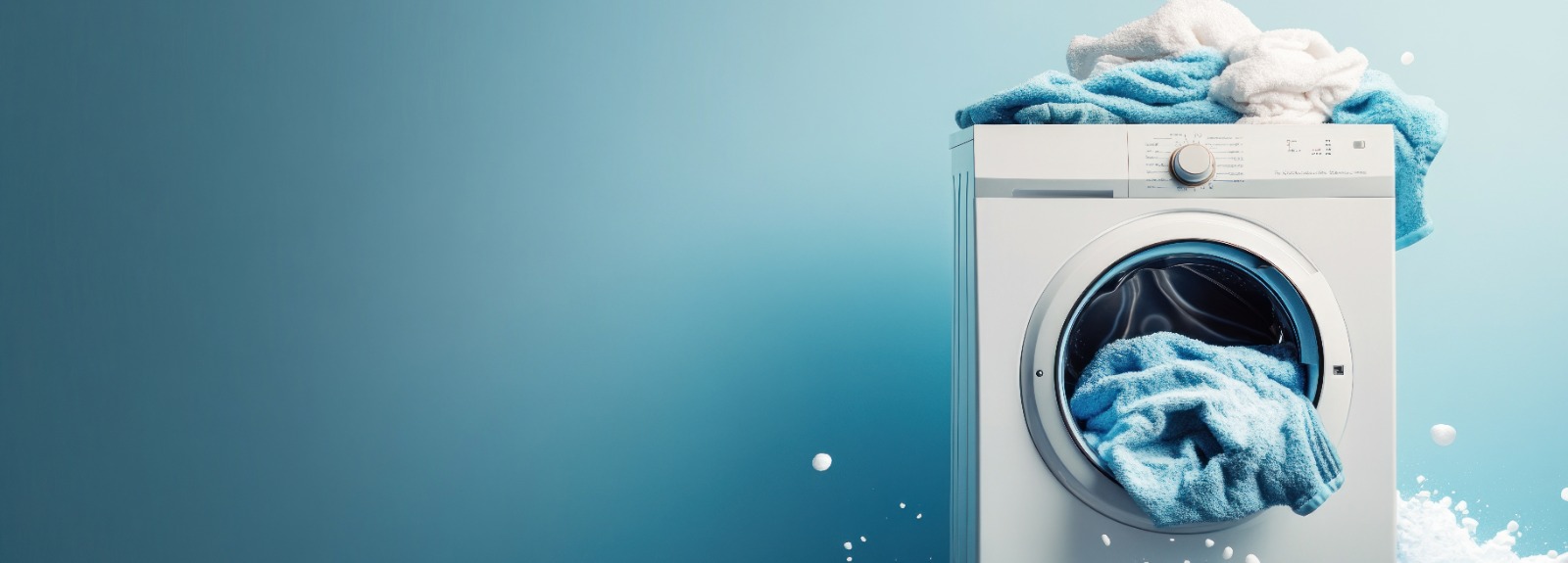 Washing machine with fresh towels, representing Thana Power Laundry contact and support